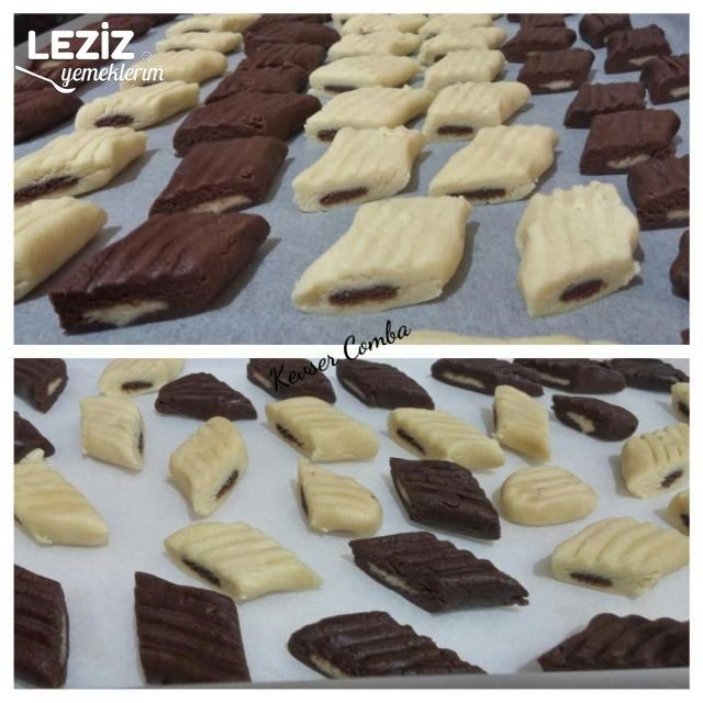 İki Lezzetli İki Renkli Un Kurabiyesi (Ağızda Dağılan)