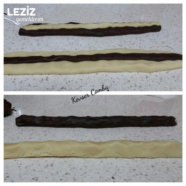 İki Lezzetli İki Renkli Un Kurabiyesi (Ağızda Dağılan)