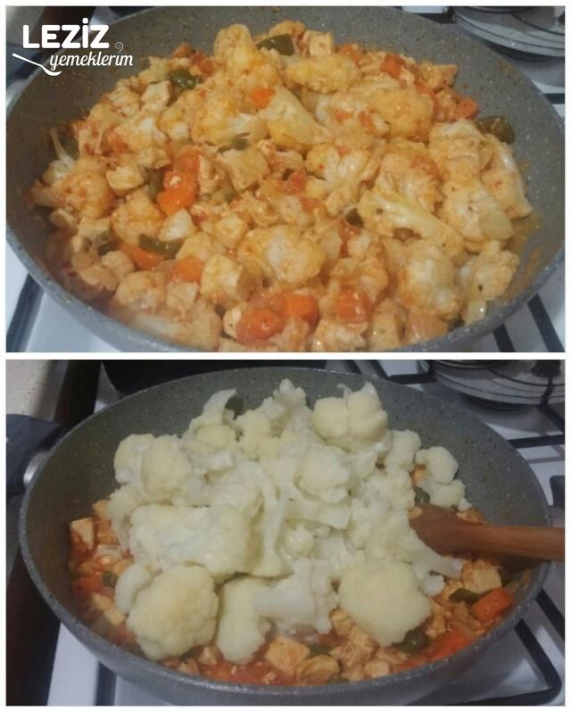 Fırında Kaşarlı Tavuklu Karnabahar Tarifi