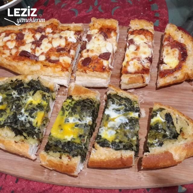 Normal Ekmekten Çok Pratik Hem Sucuklu Pizza, Hem De Ispanaklı Pide