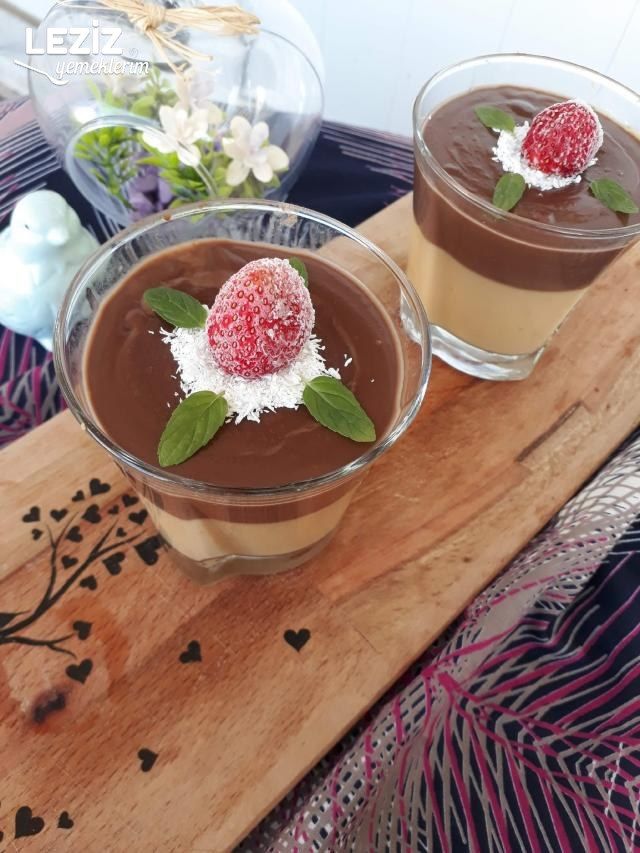 Karamelli Çikolatalı Puding (2 Lezzet Bir Arada)