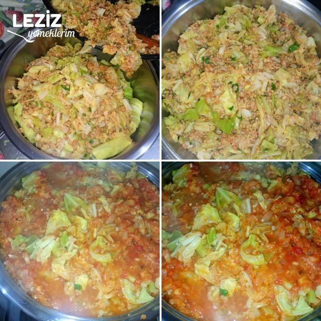 Kıymalı Lahana Sarması ( Lokum Gibi) Aşama Aşama