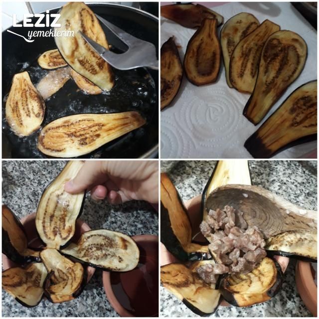 Porsiyonluk Güveçlerde Patlıcan Perdeli Kavurmalı Pilav