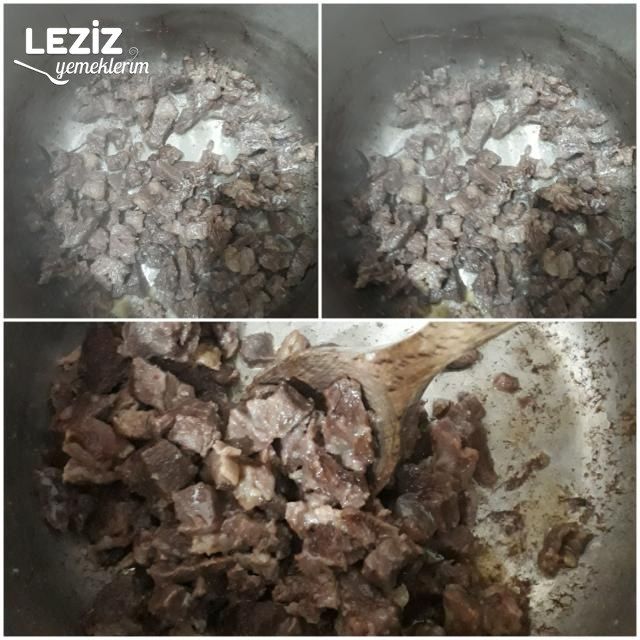 Porsiyonluk Güveçlerde Patlıcan Perdeli Kavurmalı Pilav