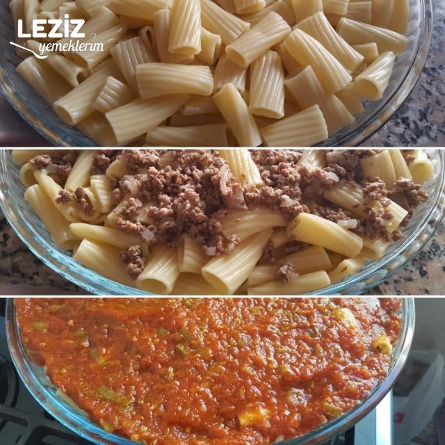 Harika Kıymalı Domates Soslu Fırın Makarna (Mutlaka Deneyin)