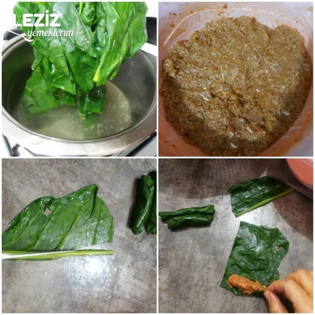 Harcı Pişen Bulgurlu Tavuklu Pazı Sarması