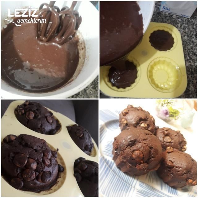 Kakaolu Çikolatalı Muffin Kek Leziz Yemeklerim