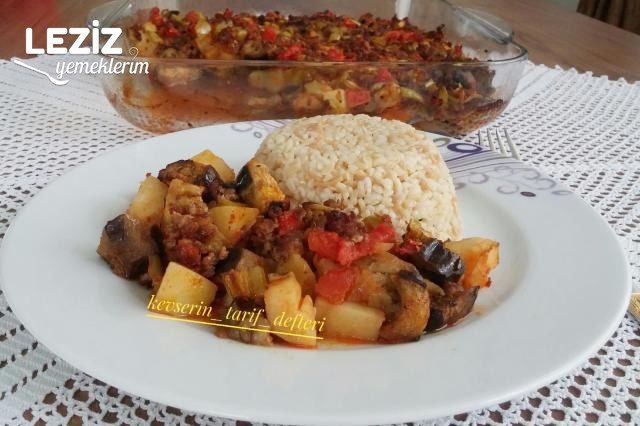 Fırında Patlıcanlı Patatesli Oturtma (Kızartmadan)