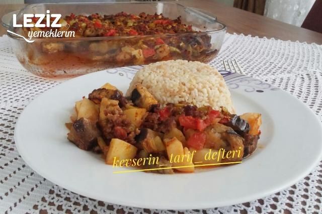 Fırında Patlıcanlı Patatesli Oturtma (Kızartmadan)