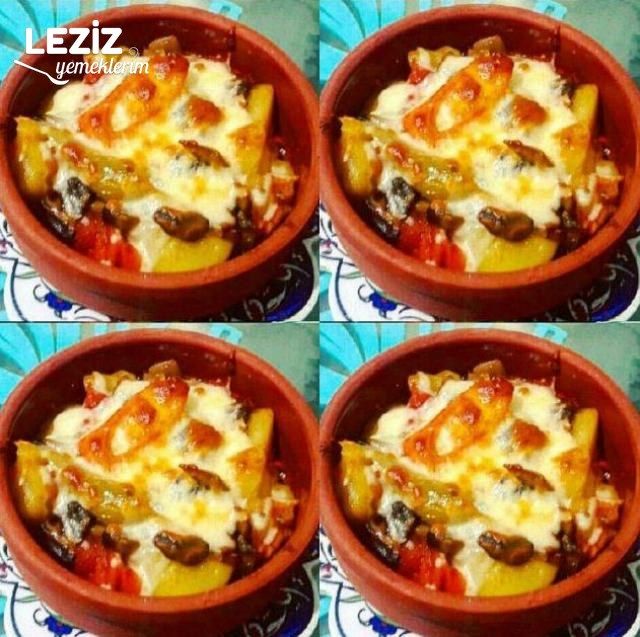 Güveçte Kaşarlı Mantar