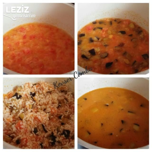 Patlıcanlı Domatesli Pirinç Pilavı