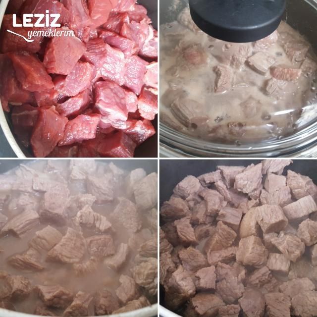 Fırında Nefis Kuşbaşılı Patates Ve Patlıcan Yemeği (Kızartarak)