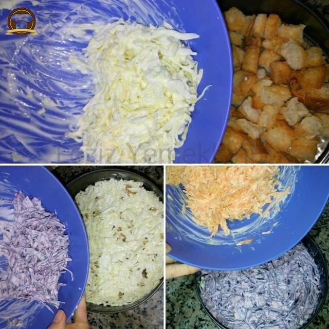 Enfes Krutonlu Renkli Salata