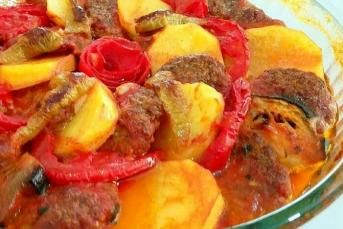 Fırında Patatesli Patlıcanlı Dizme