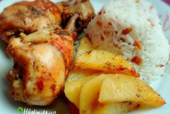 Fırın Poşetinde Nar Gibi Kızarmış Tavuk Ve Patates