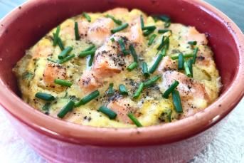 Fırında Yumurtalı Somonlu Patates