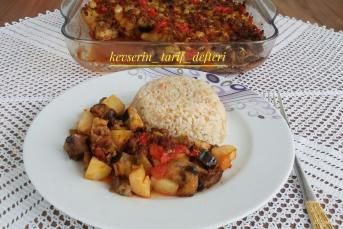 Fırında Patlıcanlı Patatesli Oturtma (Kızartmadan)