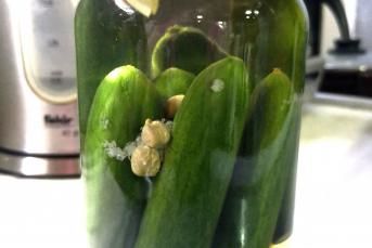 Salatalık Turşusu Kavanozda Sıcak Su İle