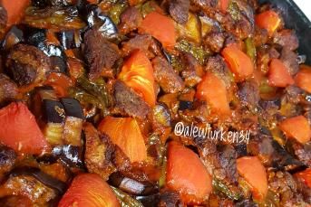 Fırında Etli Patlıcan Yemeği (Kızartarak)