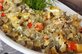 Mantar Tadında Yumurtalı Patlıcan Kavurması