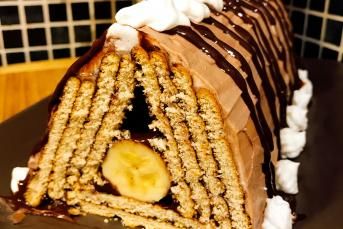 Çikolata Pudingli Piramit Pasta