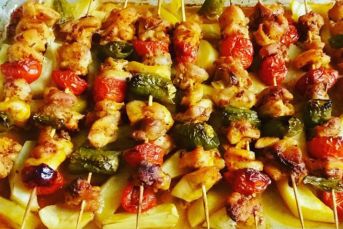 Fırında Sebzeli Tavuk Çöp Şiş